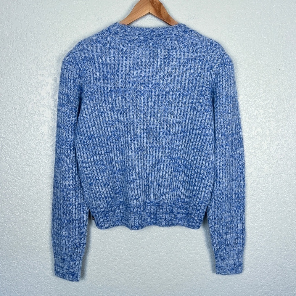 Scotch & Soda Alpaca Blend EUC Loose-Knit Puff Shoulder Heather Blue Sweater L - Picture 4 of 12